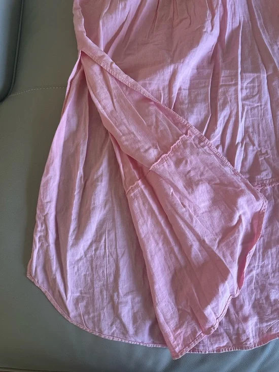 We The Free by Free People Pink Long Pintucked Ruffle Front Henley Top NWT Sz L - Picture 11 of 11